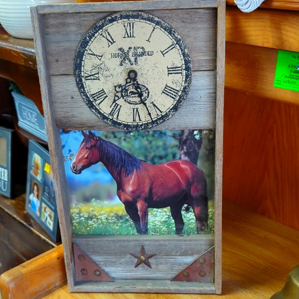 Rustic Brown Horse Wall Clock Decor
